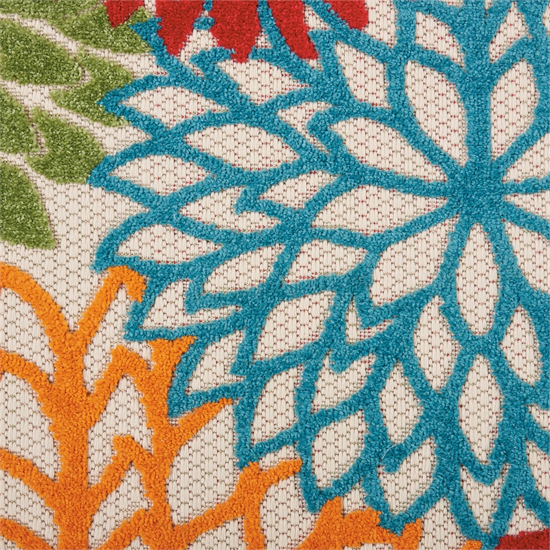 Pemberly Row 6' Runner Green Fabric Tropical Area Rug (6' Runner)