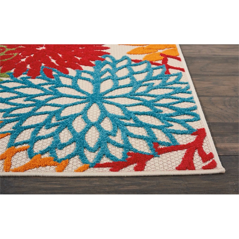 Pemberly Row 6' Runner Green Fabric Tropical Area Rug (6' Runner)
