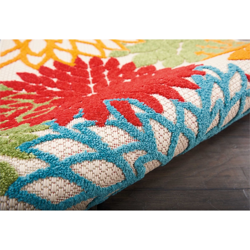 Pemberly Row 6' Runner Green Fabric Tropical Area Rug (6' Runner)