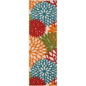 Pemberly Row 6' Runner Green Fabric Tropical Area Rug (6' Runner)