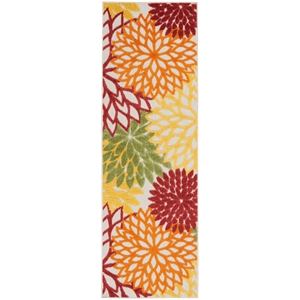 Pemberly Row 6' Runner Red Multicolored Fabric Tropical Area Rug (6' Runner)