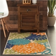 Pemberly Row 3' x 4' Multicolor Fabric Tropical Area Rug (3' x 4')