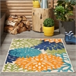Pemberly Row 3' x 4' Multicolor Fabric Tropical Area Rug (3' x 4')