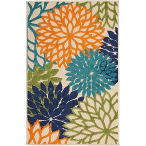 Pemberly Row 3' x 4' Multicolor Fabric Tropical Area Rug (3' x 4')
