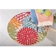 Pemberly Row 4' x Round Green Fabric Tropical Area Rug (4' Round)