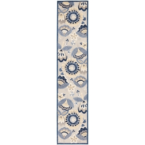 Pemberly Row 10' Runner Blue Gray Fabric Farmhouse Area Rug (10' Runner)
