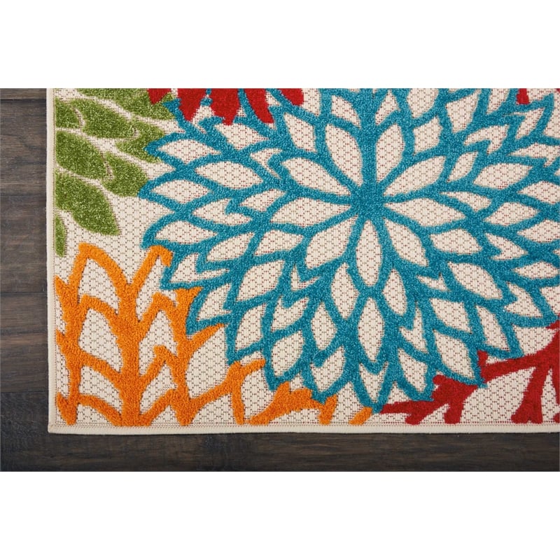 Pemberly Row 10' Runner Green Fabric Tropical Area Rug (10' Runner)