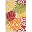 Pemberly Row 3' x 4' Red Multicolored Fabric Tropical Area Rug (3' x 4')