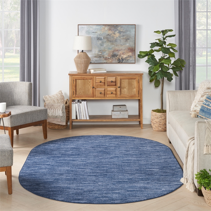 Pemberly Row 4' x Round Multicolor Fabric Tropical Area Rug (4' Round)