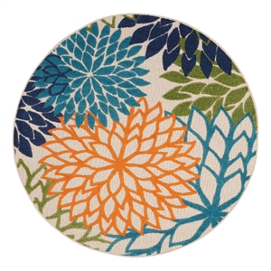 Pemberly Row 5' x Round Multicolor Fabric Tropical Area Rug (5' Round)