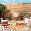 Pemberly Row 6' x 9' Red Multicolored Fabric Tropical Area Rug (6' x 9')