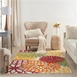 Pemberly Row 6' x 9' Red Multicolored Fabric Tropical Area Rug (6' x 9')