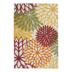 Pemberly Row 6' x 9' Red Multicolored Fabric Tropical Area Rug (6' x 9')