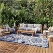 Pemberly Row 9' x 12' Blue Gray Fabric Farmhouse Area Rug (9' x 12')