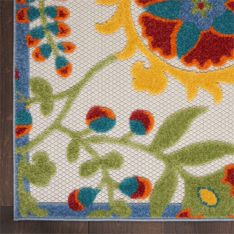 Pemberly Row 9' x 12' Ivory Multicolor Fabric Farmhouse Area Rug (9' x 12')