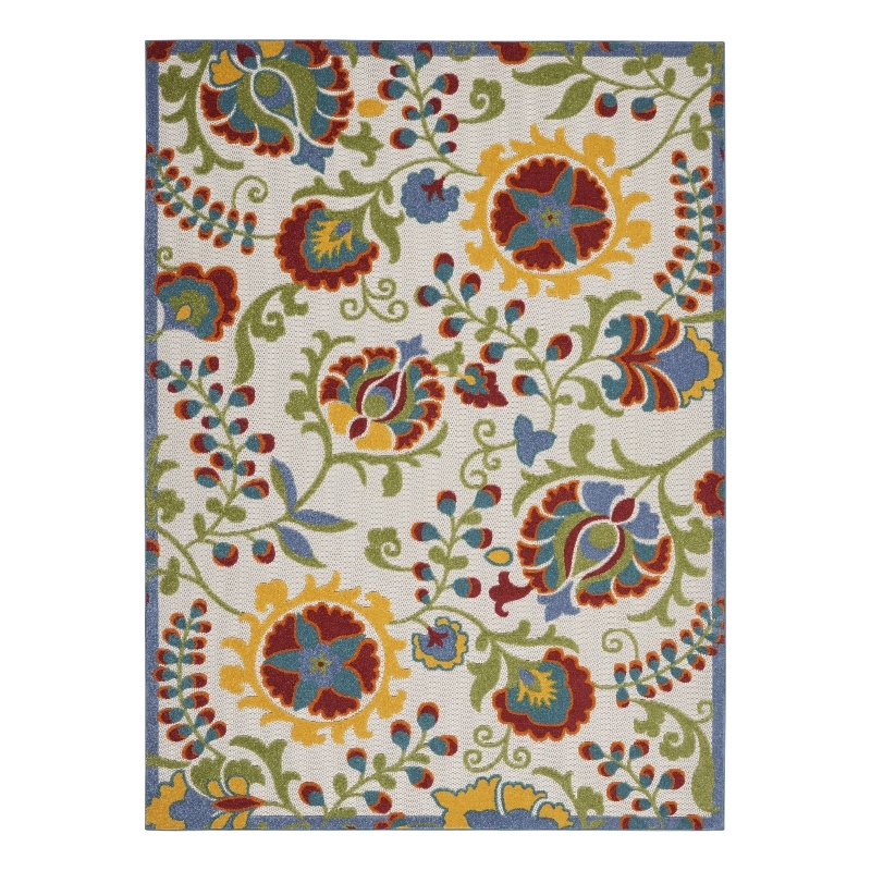 Pemberly Row 9' x 12' Ivory Multicolor Fabric Farmhouse Area Rug (9' x 12')