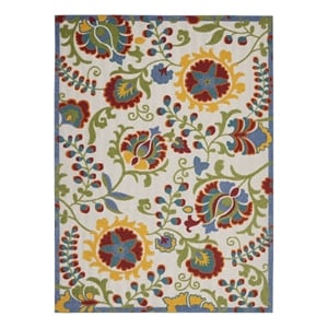 Pemberly Row 9' x 12' Ivory Multicolor Fabric Farmhouse Area Rug (9' x 12')