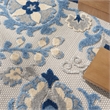 Pemberly Row 5' x Round Blue Gray Fabric Farmhouse Area Rug (5' Round)