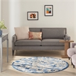 Pemberly Row 5' x Round Blue Gray Fabric Farmhouse Area Rug (5' Round)