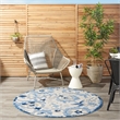 Pemberly Row 5' x Round Blue Gray Fabric Farmhouse Area Rug (5' Round)