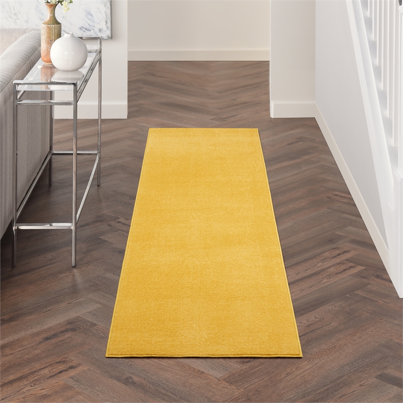 Pemberly Row Contemporary 2' x 6' Yellow Outdoor Indoor/Outdoor Rug