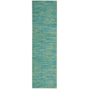 Pemberly Row 2'2&quot x 10' Blue Green Outdoor Indoor/Outdoor Rug