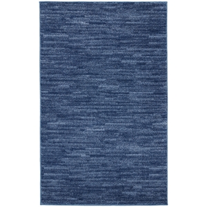 Pemberly Row Contemporary 3' x 5' Navy Blue Outdoor Indoor/Outdoor Rug