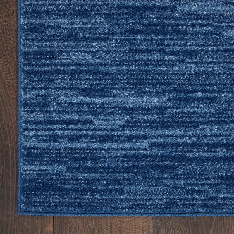 Pemberly Row Contemporary Fabric 5' x 8' Navy Blue Outdoor Rug