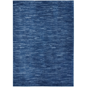 Pemberly Row Contemporary Fabric 5' x 8' Navy Blue Outdoor Rug