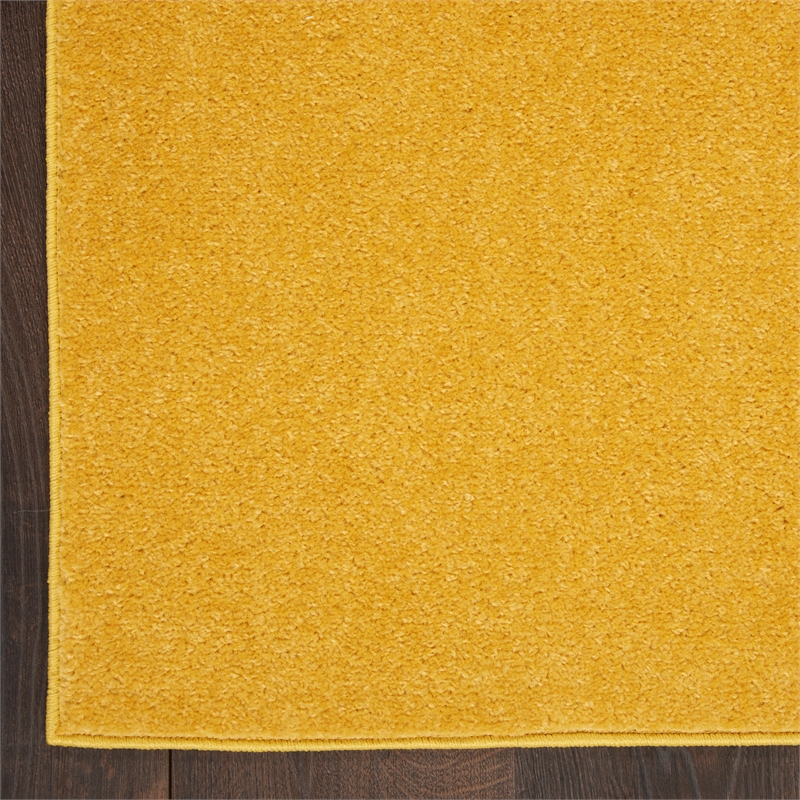 Pemberly Row Contemporary 5' x Square Yellow Outdoor Indoor/Outdoor Rug