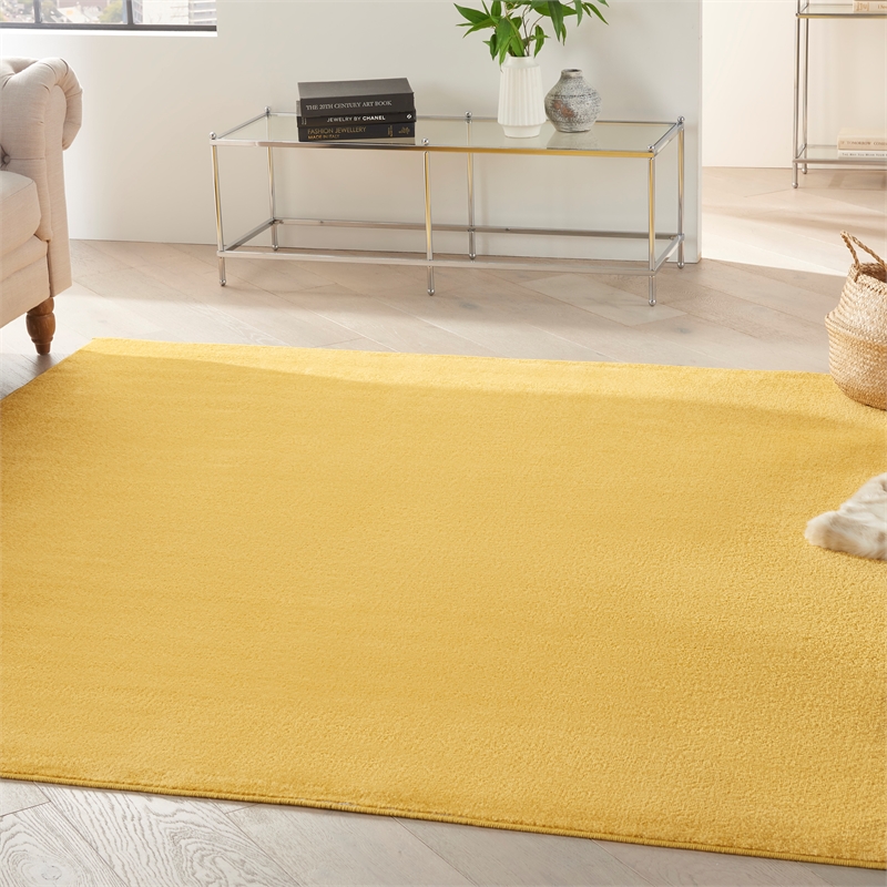 Pemberly Row Contemporary 5' x Square Yellow Outdoor Indoor/Outdoor Rug