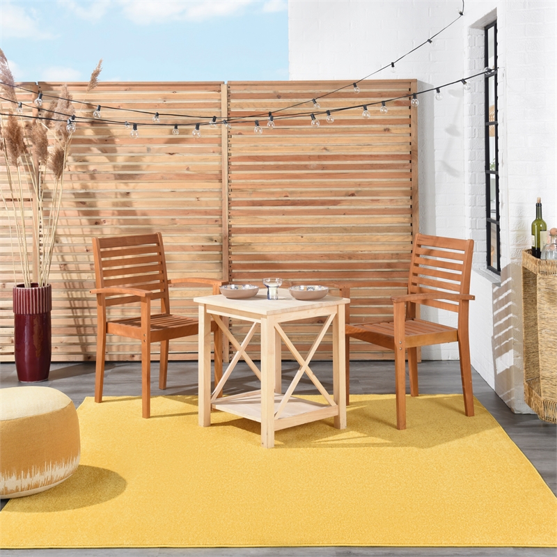 Pemberly Row Contemporary 5' x Square Yellow Outdoor Indoor/Outdoor Rug