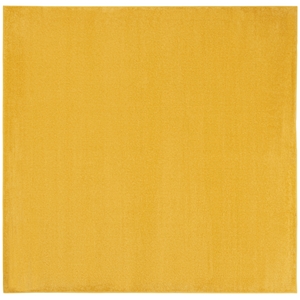 Pemberly Row Contemporary 5' x Square Yellow Outdoor Indoor/Outdoor Rug
