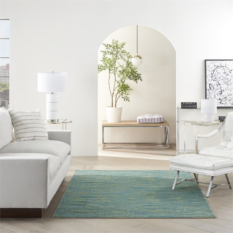 Pemberly Row 6' x 9' Blue Green Outdoor Indoor/Outdoor Rug Polypropylene