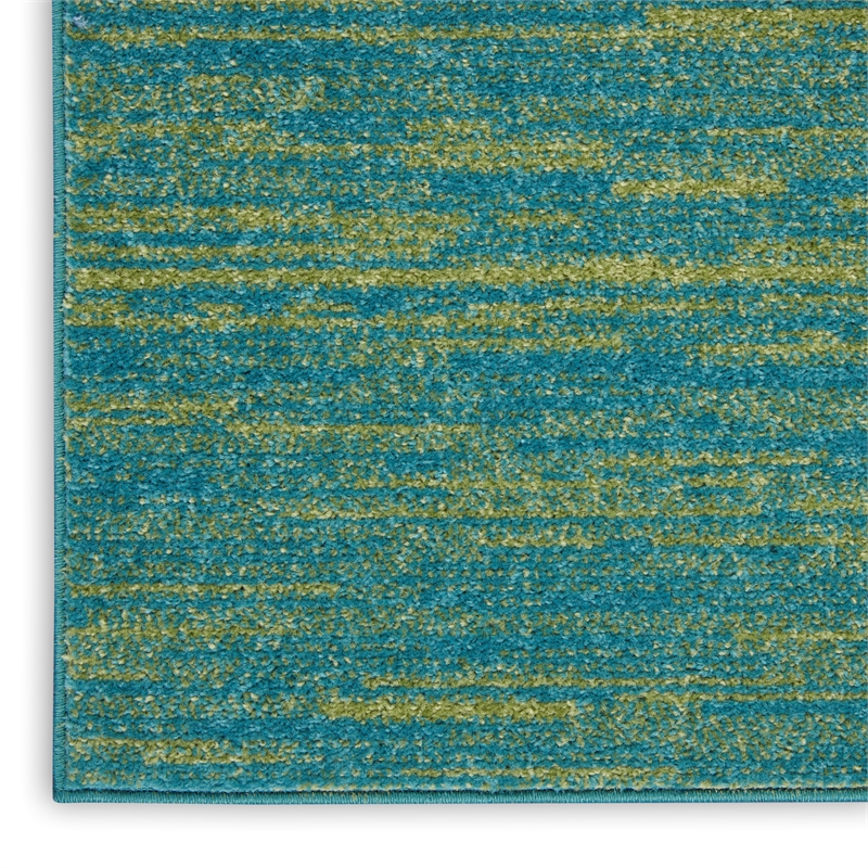 Pemberly Row Contemporary 3' x 5' Blue Green Outdoor Indoor/Outdoor Rug