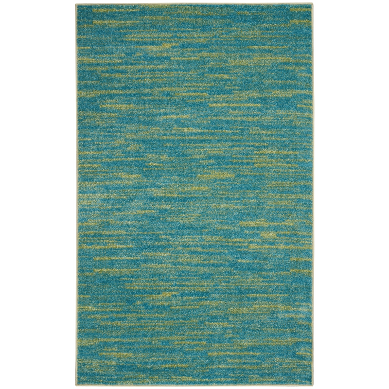 Pemberly Row Contemporary 3' x 5' Blue Green Outdoor Indoor/Outdoor Rug
