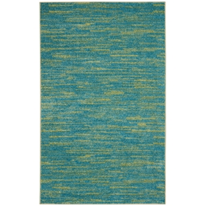 Pemberly Row Contemporary 3' x 5' Blue Green Outdoor Indoor/Outdoor Rug