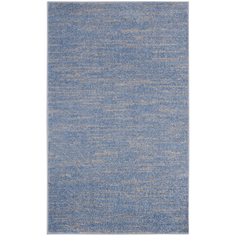 Pemberly Row Contemporary 3' x 5' Blue/Grey Outdoor Indoor/Outdoor Rug