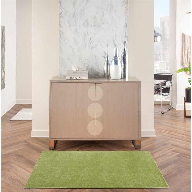 Pemberly Row Contemporary 3' x 5' Green Outdoor Indoor/Outdoor Rug