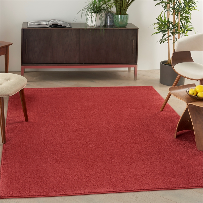 Pemberly Row Contemporary 5' x 7' Brick Red Outdoor Indoor/Outdoor Rug