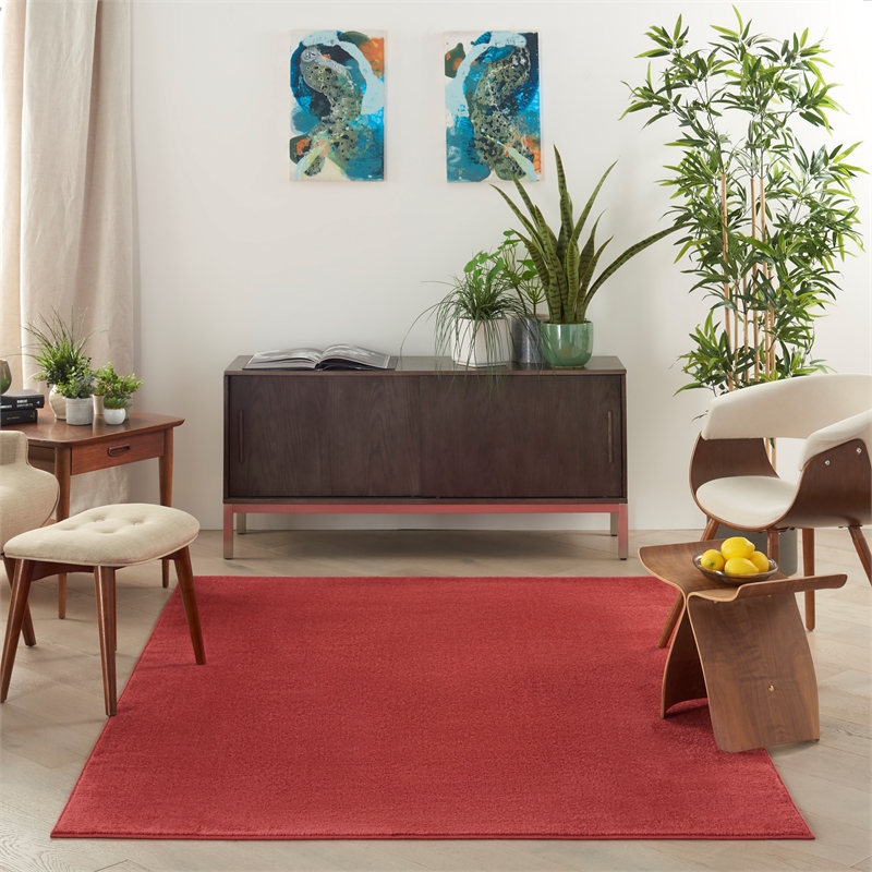 Pemberly Row Contemporary 5' x 7' Brick Red Outdoor Indoor/Outdoor Rug