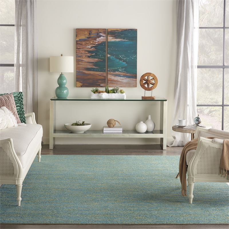Pemberly Row 7' x 10' Blue Green Outdoor Indoor/Outdoor Rug Polypropylene