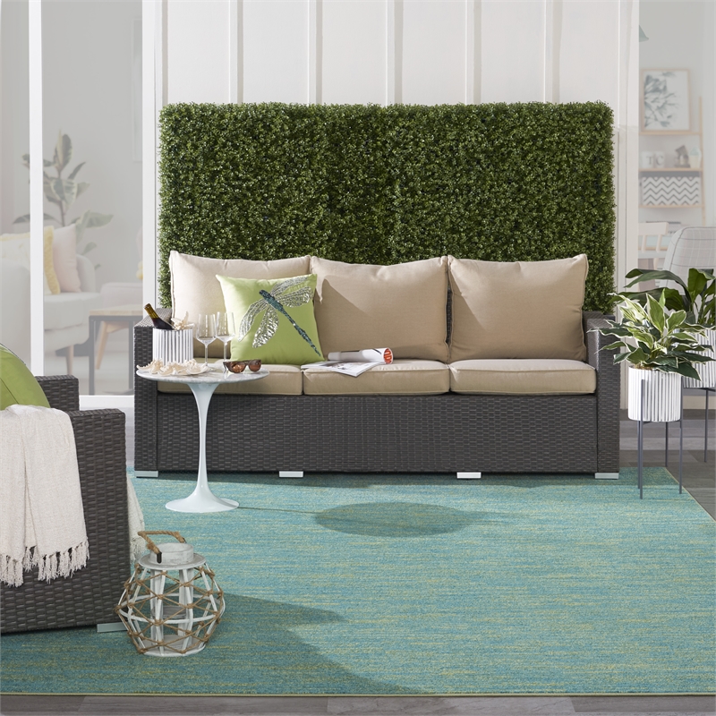 Pemberly Row 7' x 10' Blue Green Outdoor Indoor/Outdoor Rug Polypropylene