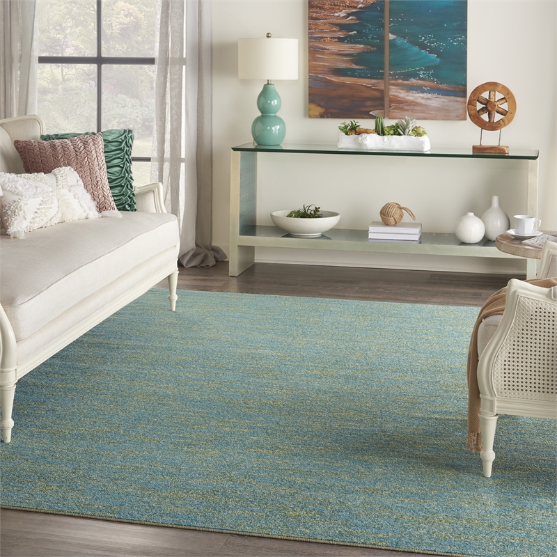 Pemberly Row 7' x 10' Blue Green Outdoor Indoor/Outdoor Rug Polypropylene
