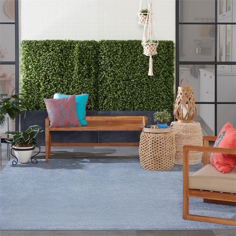 Pemberly Row Contemporary 7' x 10' Blue/Grey Outdoor Indoor/Outdoor Rug
