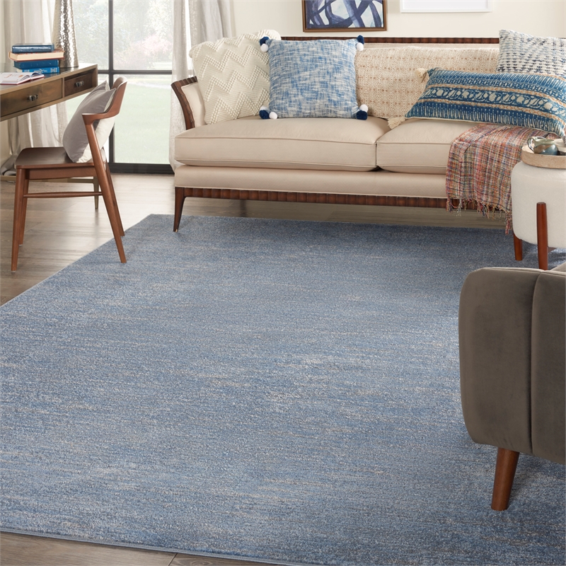 Pemberly Row Contemporary 7' x 10' Blue/Grey Outdoor Indoor/Outdoor Rug