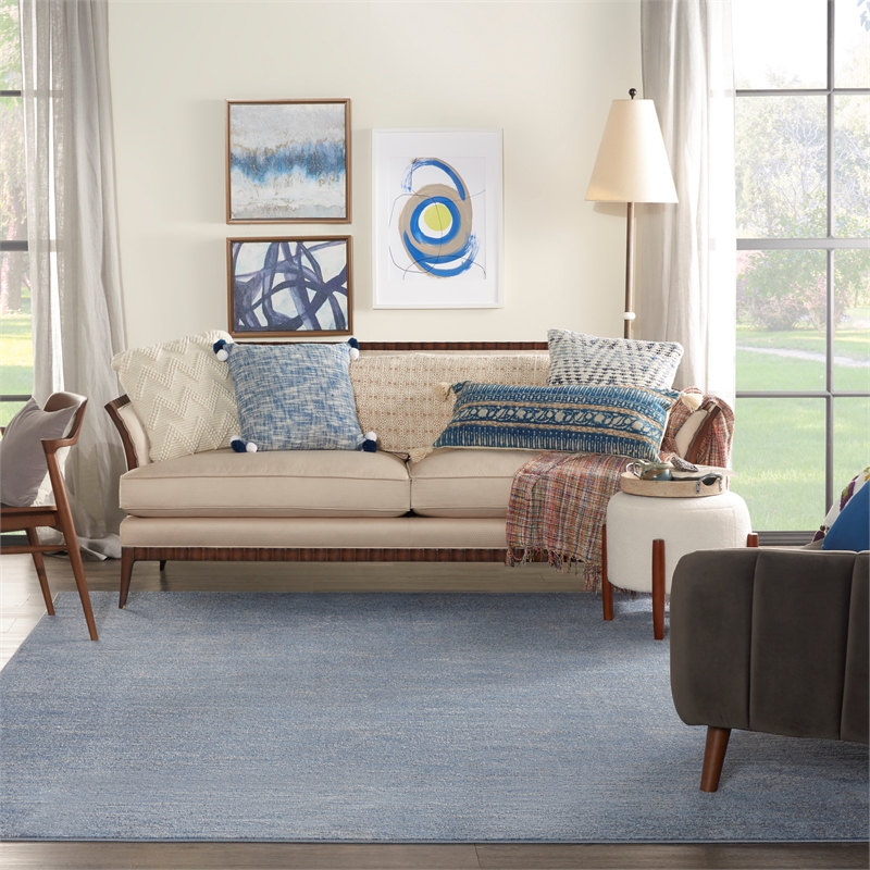 Pemberly Row Contemporary 7' x 10' Blue/Grey Outdoor Indoor/Outdoor Rug