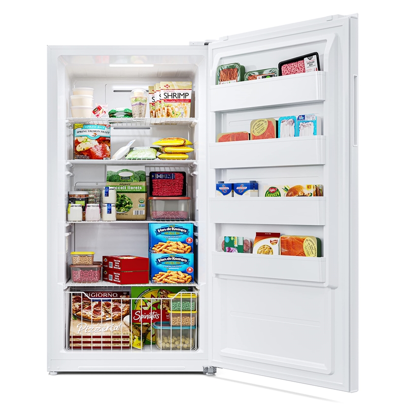 Pemberly Row Contemporary 17 Cu. Ft Upright Freezer in White.