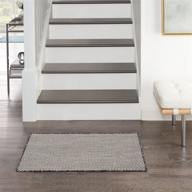 Pemberly Row 2' x 3' Ivory Charcoal Fabric Modern Area Rug (2' x 3')