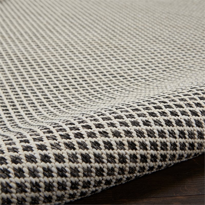 Pemberly Row 3' x 5' Ivory Charcoal Fabric Modern Area Rug (3' x 5')
